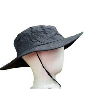 Columbia Bucket Sun Hat Black Omnitech Waterproof Drawstring Sz Medium VTG USA